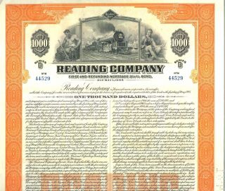 1945 - Reading Railroad 3 1/8 % Mortgage Bond Certificate photo