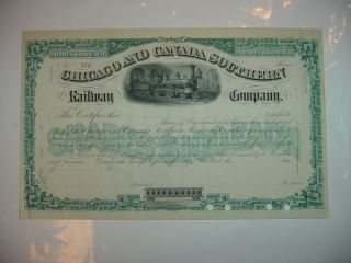 Chicago & Canada Southern Railway Company Stock Certificate Railroad photo