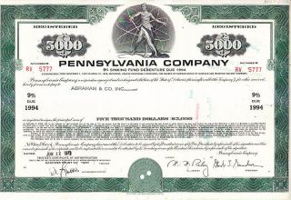 Broker Owned Stock Certificate: Abraham & Co. ,  Payee; Pennsylvania Co. ,  Issuer photo