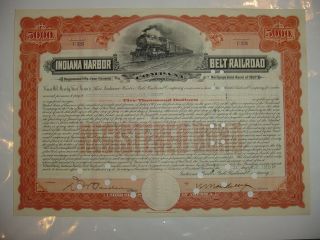 Vanderbilt Signed Indiana Harbor Belt Railroad Bond Stock Certificate Ny Central photo