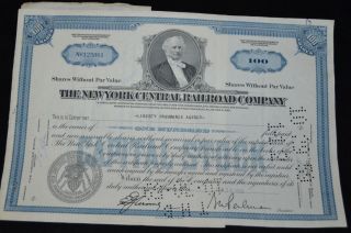 Vintage Stock Certificate Executed York Central Railroad Company photo
