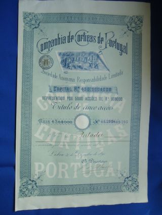 Portugal Share Companhia CortiÇas De Portugal 450$000 Reis 1891 Look Scans photo