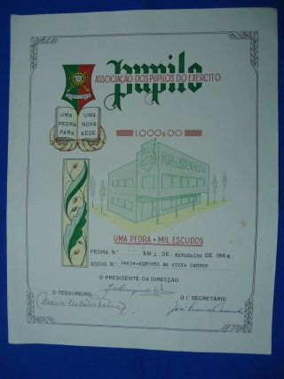 Portugal Share Pupilos Exercito Military Academy 1000 Escudos 1966 Look Scans photo