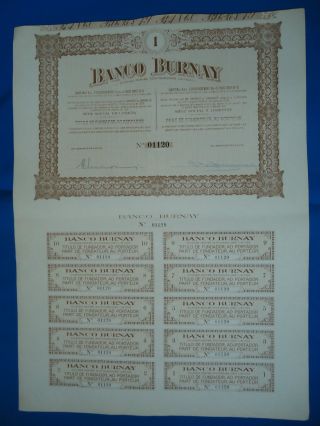 Portugal Founder Share Banco Burnay 1926 Look Scans photo
