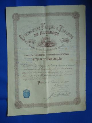 Portugal Share Companhia Fiacao Tecidos Alcobaca 100 Escudos 1923 Look Scans photo