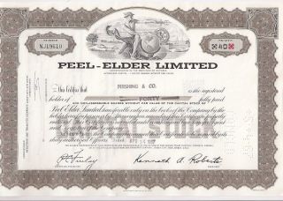 Peel - Elder Limited (canada). . . . . . .  1967 Stock Certificate photo