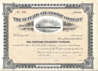 The Buffalo Steamship Company. . . .  Early 1900 ' S Unissued Stock Certificate photo
