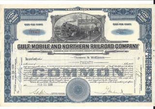 Gulf,  Mobile And Northern Railroad Company. . . .  1936 Stock Certificate photo