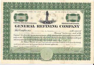 General Refining Company. . . . . . . .  1921 Stock Certificate photo