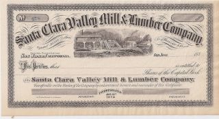Santa Clara Valley Mill & Lumber Company. . . . .  Unissued 1870 ' S Stock Certificate photo