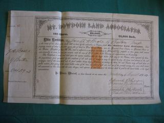 Mt.  Bowdoin Land Association 97 Signed 1872/3 photo