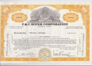 C & C Corporation. . . . . .  1956 Stock Certificate photo