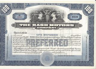 The Nash Motors Company. . . . . .  Unissued Stock Certificate photo