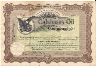 Calabasas Oil Company. . . . . .  1915 Stock Certificate photo