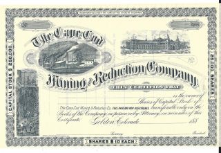 The Cape Cod Mining And Reduction Company. . . .  Unissued 180 ' S Stock Certificate photo