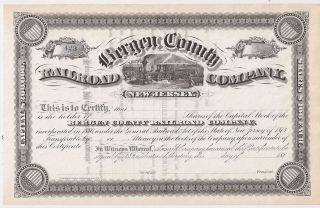 Bergen County Railroad Company. . . .  Unissued 1870 ' S Stock Certificate photo
