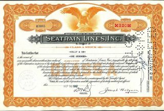 1947 Seatrain Lines Inc.  Stock Certificate 100 Class A Antique Document A3085 photo