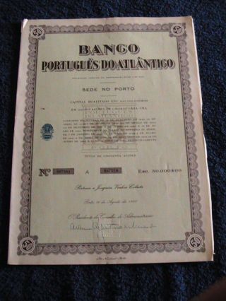 Portuguese Bank Atlantic - Fifty Share Certified 1960 photo