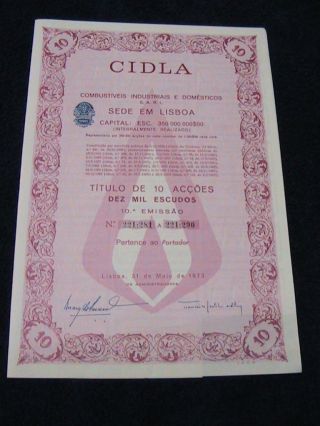 Cidla Industrial And Domestic Fuel - Ten Share Certified 1973 photo