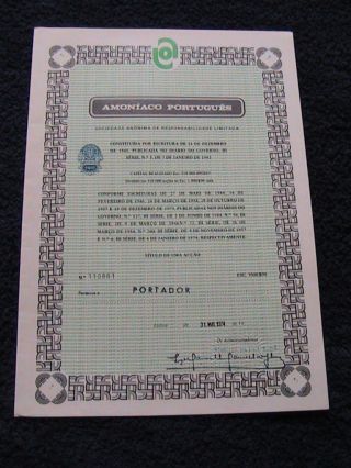 Ammoniac Portuguese - One Share Certified 1974 photo