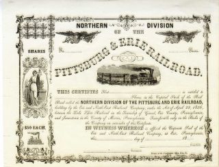 Usa: Nothern Division Of The Pittsburg & Erie Railroad 1856 Pennsylvania photo