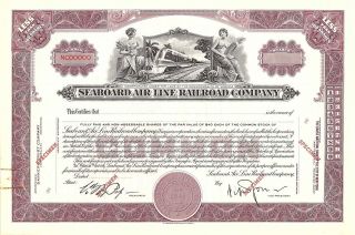 Seaboard Air Line Rr Stock Less Than 100 Shares Purple - Red Specimen Sal photo
