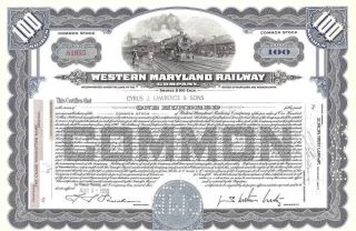 Western Maryland Railway Co Stock Cert 1955 Blue 100 Shares photo