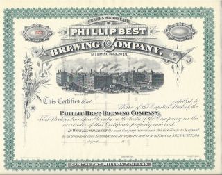 Phillip Best Brewing Company (milwaukee,  Wis).  1800 ' S Unissued Stock Certificate photo