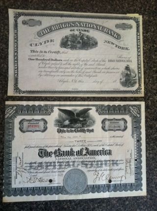 Bank Of America Briggs National Stock Certificate 1928 Shares Rare Before Crash photo