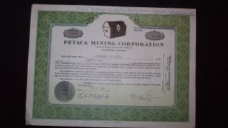 1956 Petaca Mining Corporation Stock Certificate - Delaware photo