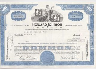 Howard Johnson Company. . . . .  1964 Stock Certificate photo