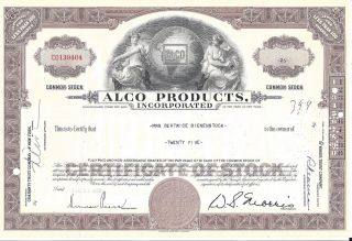 Alco Products Incorporated. . . . . .  1960 Stock Certificate photo