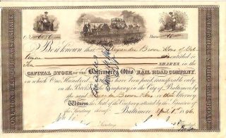 Very Early Baltimore & Ohio Railroad 10 Shares Stock Certificate Dated 1846 photo