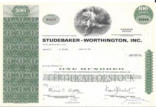 Studebaker - Worthington Inc. . . . . . . .  1968 Stock Certificate photo