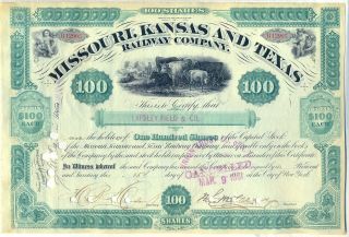 Missouri Kansas & Texas Railway Company Stock Certificate Railroad Katy Up photo