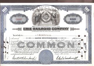100s 1950 Old Canceled Stock Certificate Erie Railroad Co Issued Tolf Rothschild photo