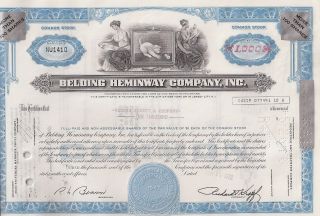 Belding Heminway Company Inc. . . .  1972 Stock Certificate photo