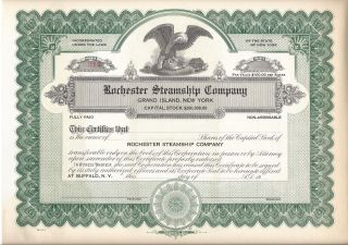 Rochester Steamship Company (grand Island,  Ny). . . . . .  Unissued Stock Certificate photo