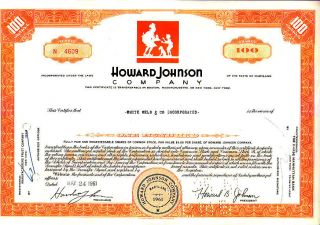 Broker Owned Stock Certificate: White Weld & Co. ,  Payee; Hojo 1961,  Issuer photo