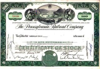 Broker Owned Stock Certificate: Lehman Bros,  Payee; Pennsylvania Rr,  Issuer photo