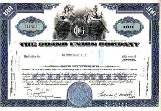 Broker Owned Stock Certificate: Goldman Sachs,  Payee; Grand Union Co,  Issuer photo