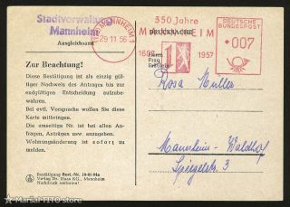 Germany - Application - Damage Assessment - Mannheim City Council - 1956 Stamped photo