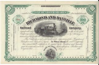 Richmond And Danville Railroad Company. . . .  880 ' S Unissued Stock Certificate photo