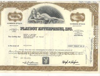 Playboy Stock Certificate Willie Rey 50 Shares 1974 Circulated photo