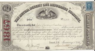 The Mutual Benefit Life Insurance Company. . . . . .  1867 Certificate photo