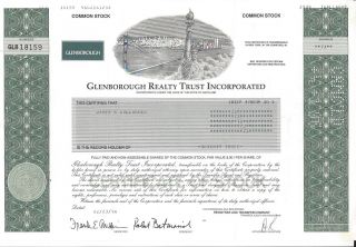 Glenborough Realty Trust Incorporated. . . . .  1996 Stock Certificate photo