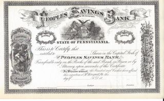 Peoples Savings Bank Of Mckeesport. . . . .  Unissued Stock Certificate photo