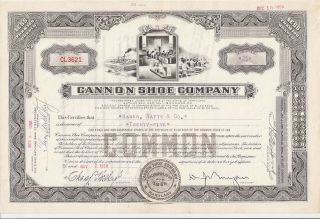 Cannon Shoe Company. . . . . . .  1937 Stock Certificate photo