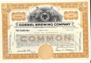 Goebel Brewing Company. . . . . . .  1962 Stock Certificate photo