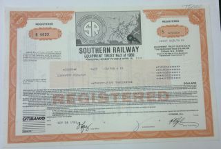 Southern Railway Co 1981 Equipment Trust Certificate $25000 photo